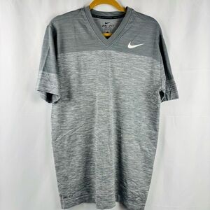 Nike Men's V-Neck Gray Dri-FIT Shirt